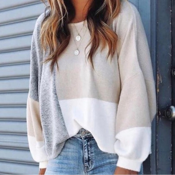 ❤️ LAST ONE ❤ Color Block Ballon Sleeve Sweater - Picture 2 of 6